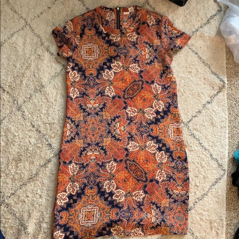 Orange and blue shift dress Artisan NY size 0